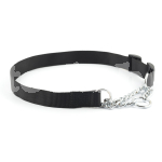 NYLON+CHAIN CHECK COLLAR BLK 45CM-60CM