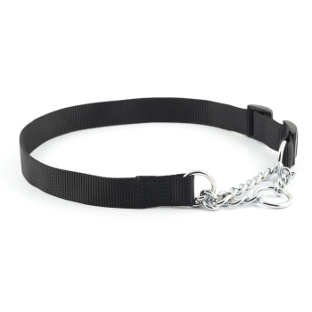 NYLON+CHAIN CHECK COLLAR BLK 45CM-60CM NYLON+CHAIN CHECK COLLAR BLK 45CM-60CM