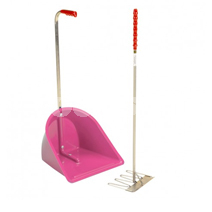 STUBBS STABLE MATE MANURE COLLECTOR LOW C/W RAKE PINK