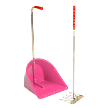 STUBBS STABLE MATE MANURE COLLECTOR HIGH C/W RAKE PINK